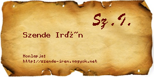 Szende Irén névjegykártya